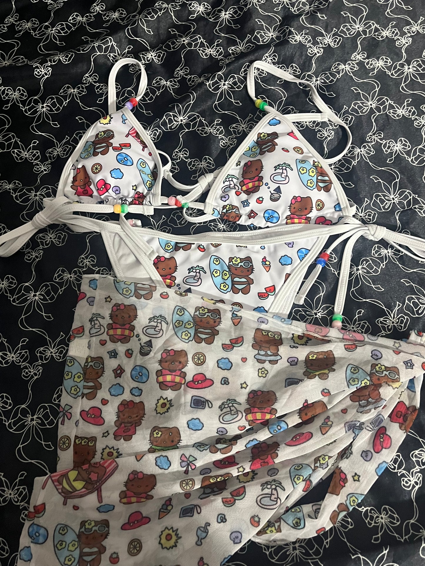 Brown Hello Kitty 3 Piece Swimsuit