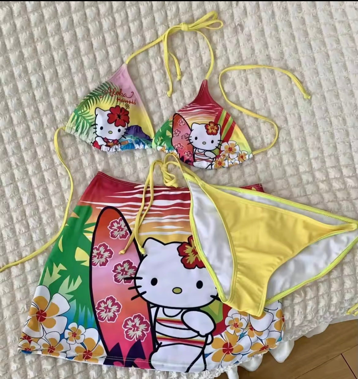 Hawaiian Kitty 3 Piece Bathing Suit