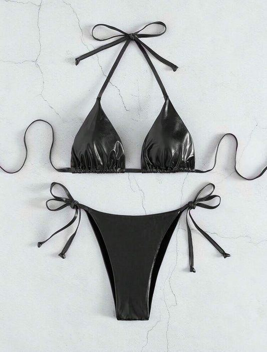 Hottie Black Metallic Bikini Set🖤