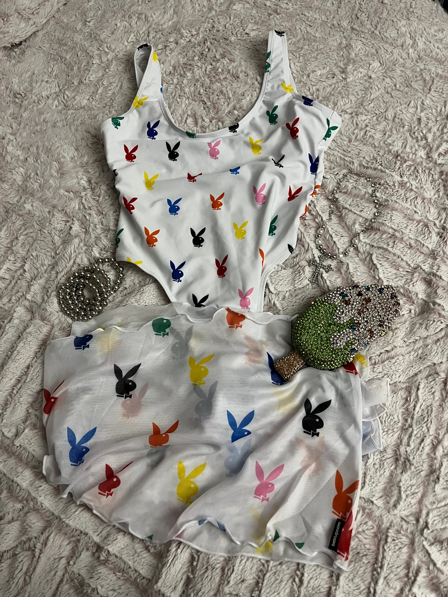 White PlayBoy 1 Piece