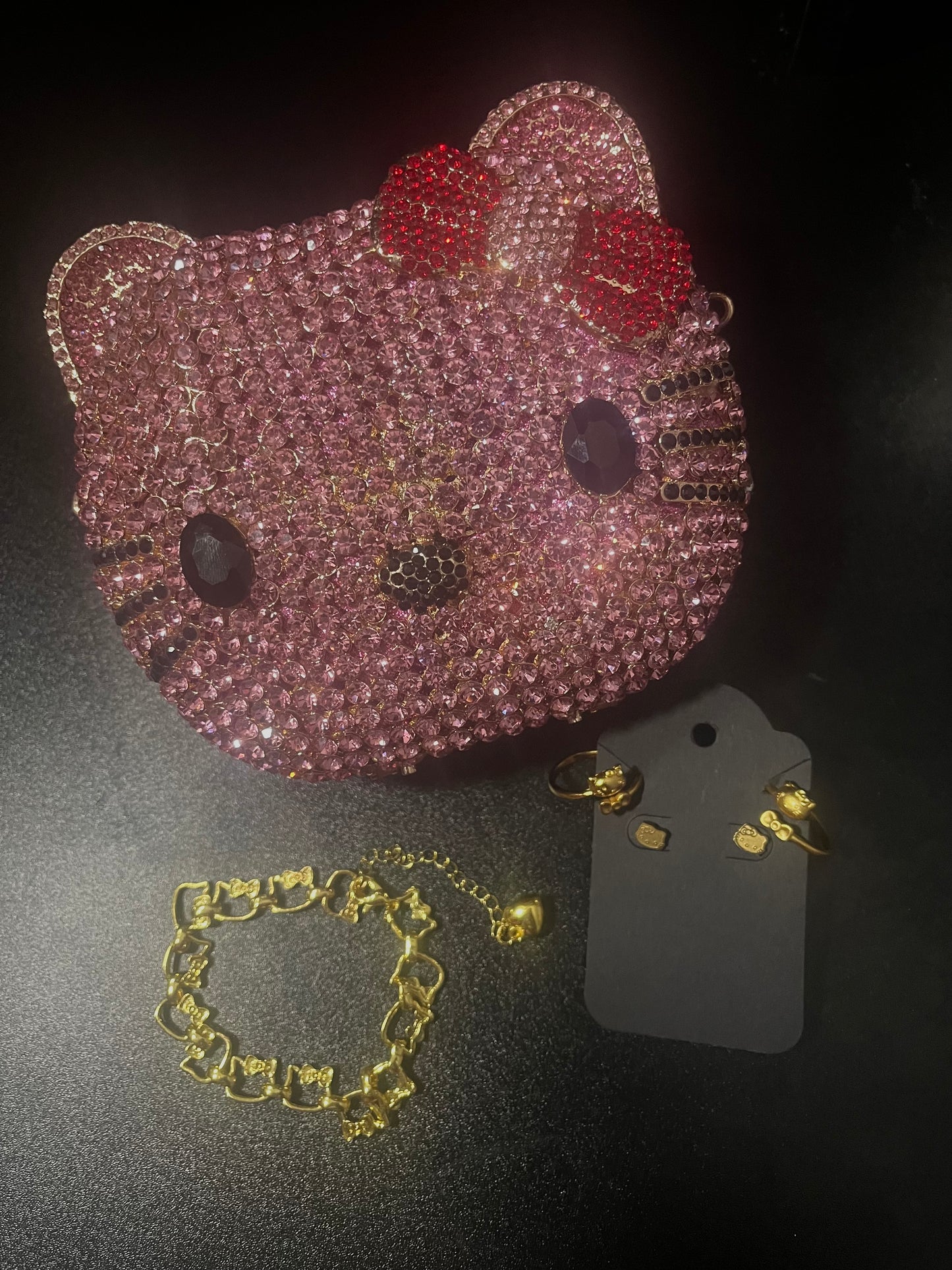Gold Kitty Jewelry Set