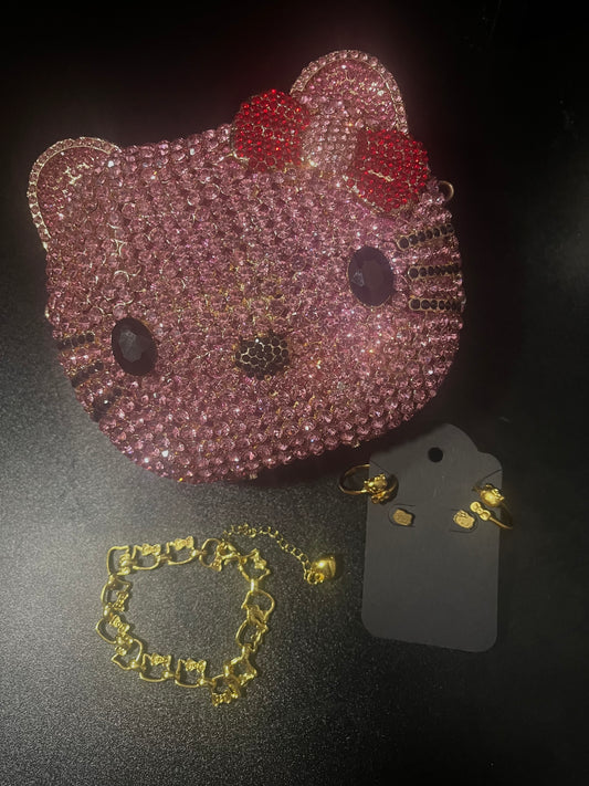 Gold Kitty Jewelry Set
